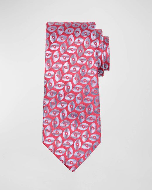 Charvet Pink Oval Jacquard Silk Tie for men