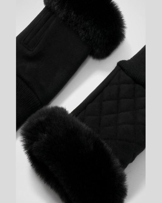 Pia Rossini Black Carlton Faux Fur-trim Fingerless Gloves