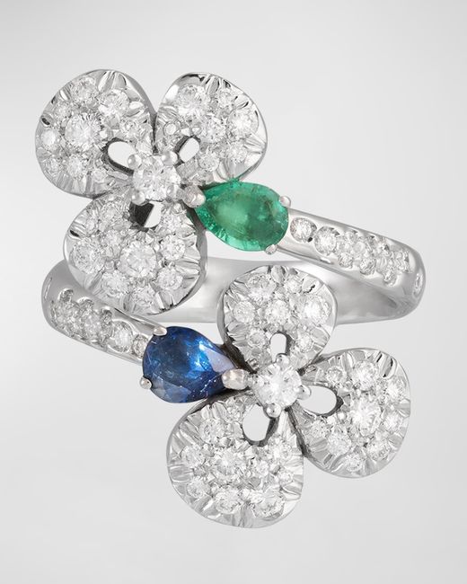 Miseno Metallic 18k White Gold Ischia Diamond, Emerald, And Sapphire Ring