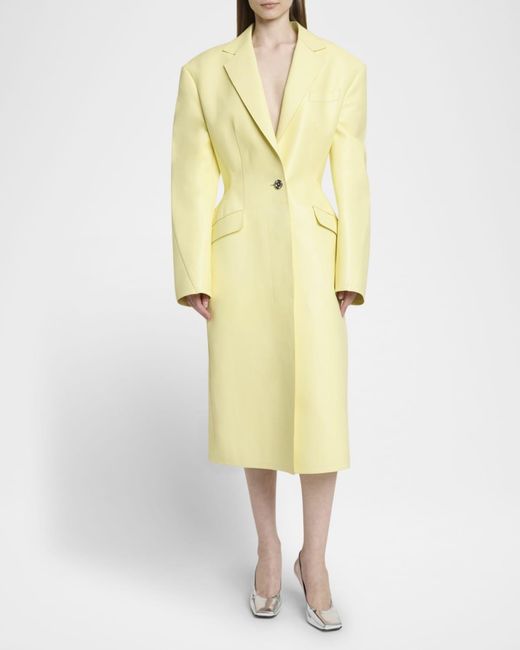Givenchy Yellow Leather Cocoon Coat