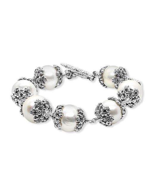 Stephen Dweck Metallic Baroque Pearl Bracelet With Diamonds