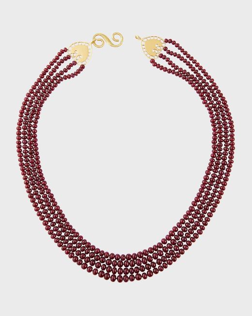 Splendid Pink 18K Four-Row Ruby Necklace