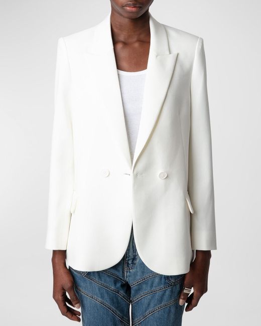 Zadig & Voltaire White Visit Crystal Love Wings Blazer