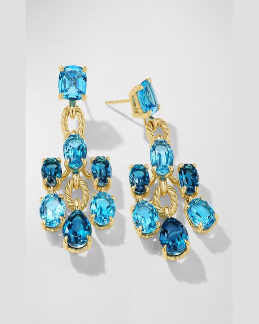 David Yurman Blue Marbella Statement Earrings With Gemstones