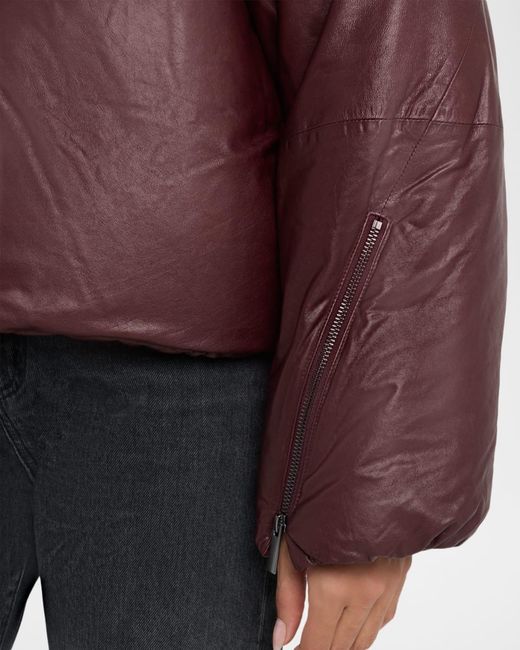 Twp Purple Leather Raglan Puffer Jacket