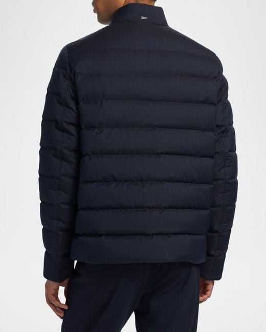 Herno Blue Apos;S Wool Blend Puffer Jacket for men