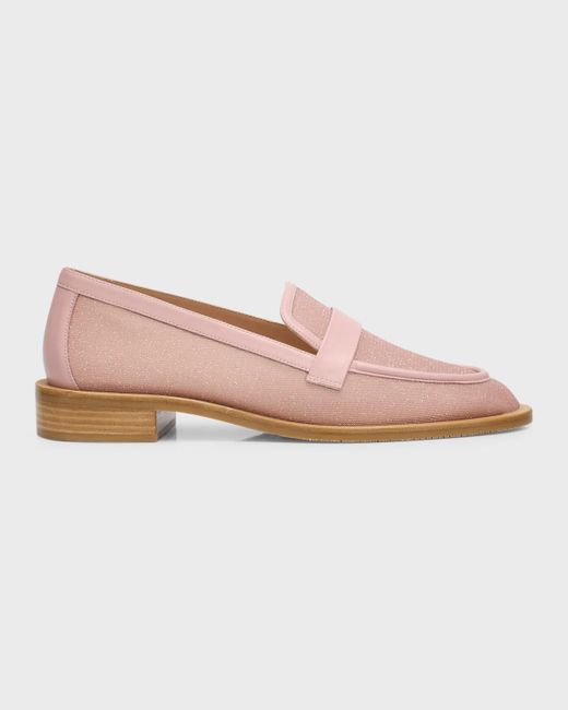 Stuart Weitzman Pink Palmer Shimmer Mesh Slip-On Loafers