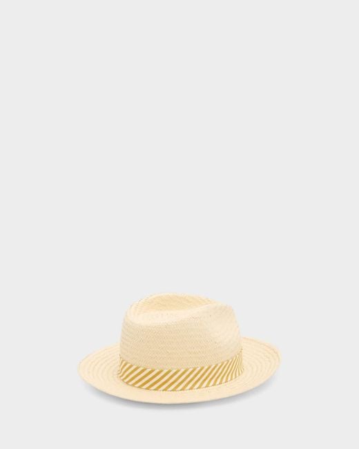 Rag & Bone Natural Packable Striped Fedora