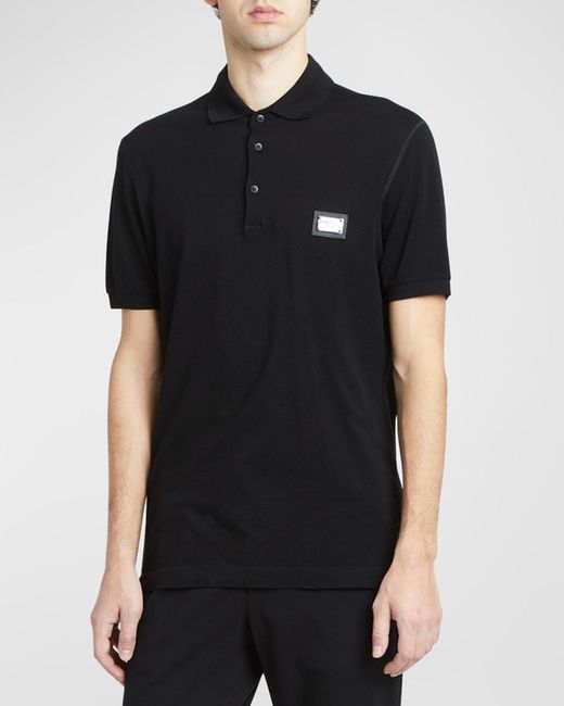 Dolce & Gabbana Black Basic Polo Shirt With Logo Plaque for men