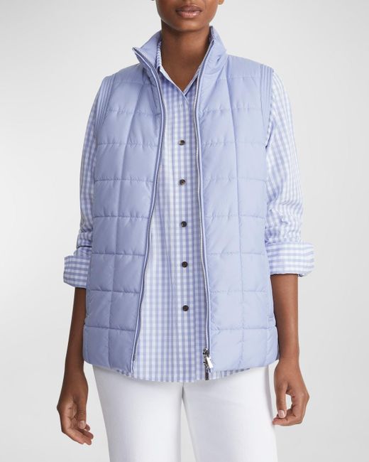 Lafayette 148 New York Blue Reversible Zip-front Quilted Vest