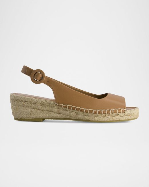 Bernardo White Melila Leather Slingback Wedge Espadrilles