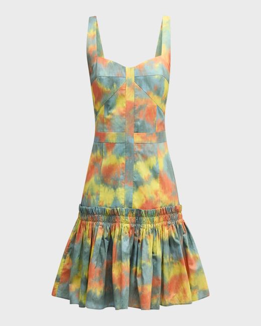Alexis Multicolor Cassidy Tie-Dye Cotton Ruffled Mini Dress