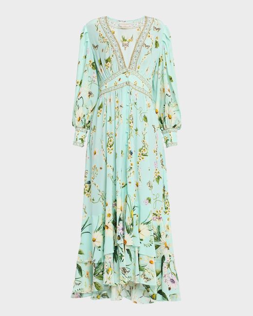 Camilla Green Long Button-Front Dress
