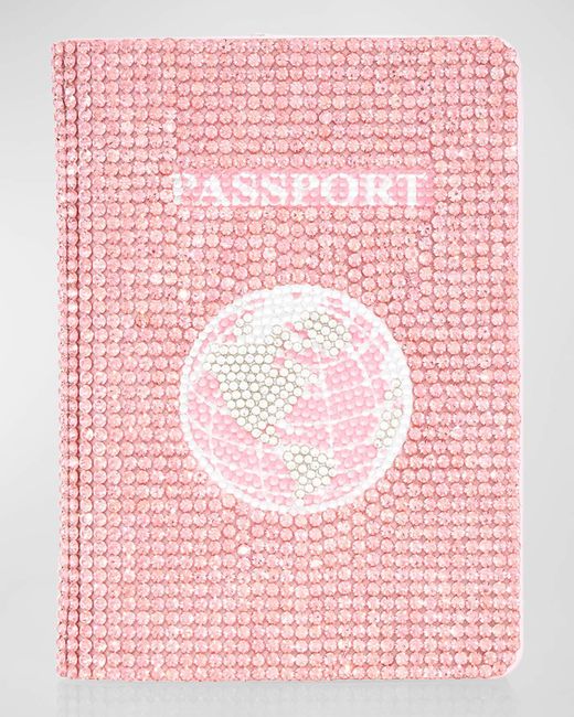 Judith Leiber Pink Allover Crystal Passport Holder