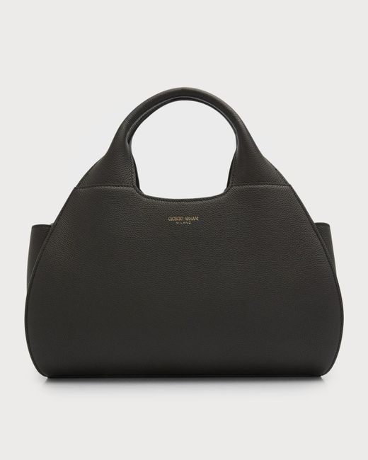 Giorgio Armani Black Small Pebble Leather Tote Bag