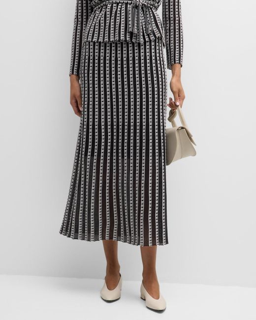 Misook Black Striped Soft Burnout Knit Midi Skirt
