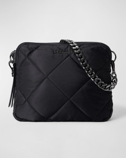 MZ Wallace Black Bowery Quilted Nylon Crossbody Bag