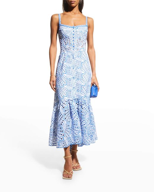 Charo Ruiz Ibiza Irene Long Embroidered Corset Dress in Blue | Lyst