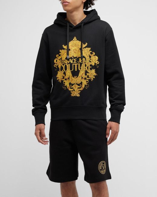 Versace Jeans Couture Baroque Crystal Pullover Hoodie in Blue for Men | Lyst