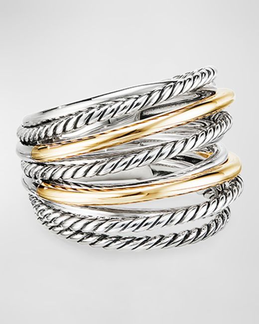 David Yurman Metallic Dy Crossover Wide Ring With 18k Gold