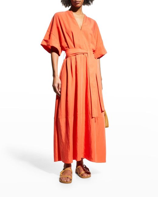 Vince Cuffed Shortsleeve Maxi Dress in Orange Lyst