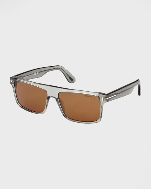 Tom Ford White Philippe T-logo Rectangle Sunglasses for men