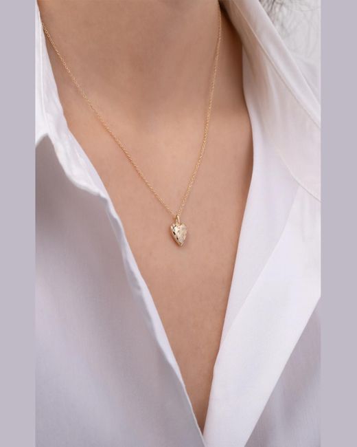 Zoe Lev Metallic 14k Gold And Diamond Domed Heart Necklace