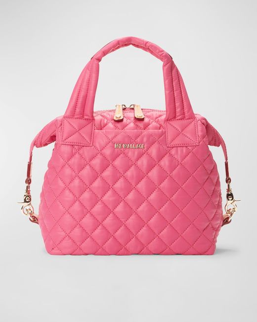 MZ Wallace Pink Sutton Deluxe Small Quilted Top-Handle Bag