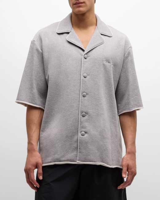 Balmain Gray Raw-Edge Jersey Pajama Shirt for men