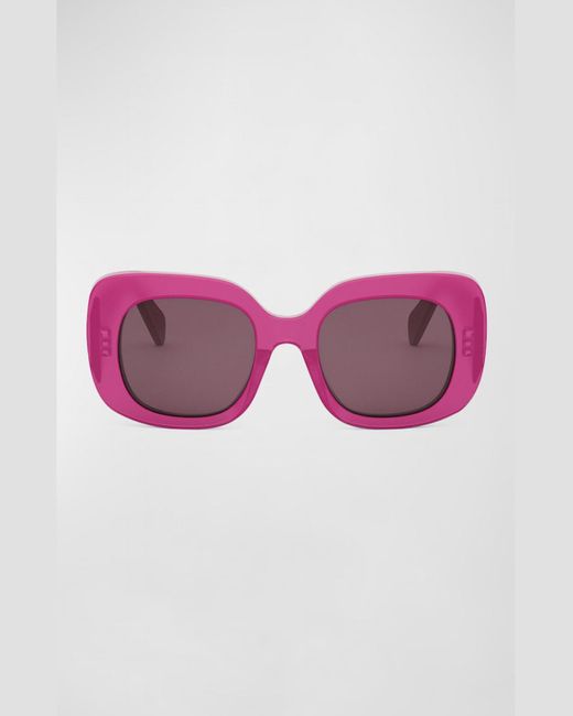 Céline Pink Bold 3 Dots Acetate Rectangle Sunglasses