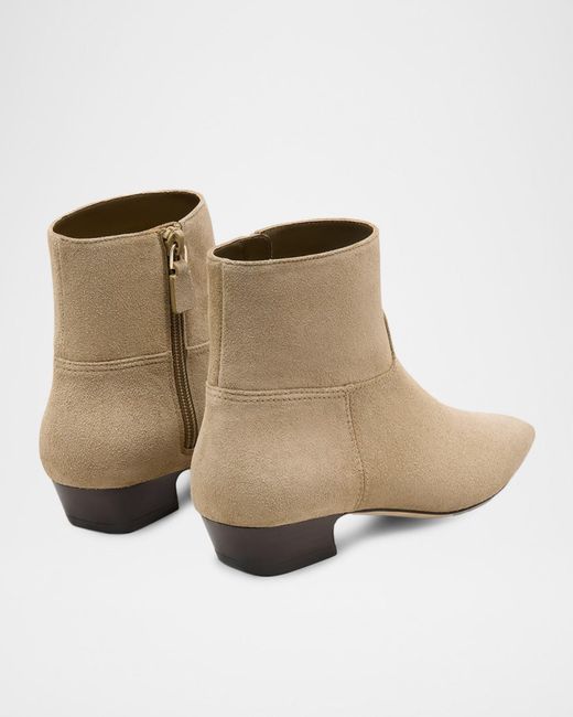 Stuart Weitzman Natural Stassi Suede Zip Ankle Boots