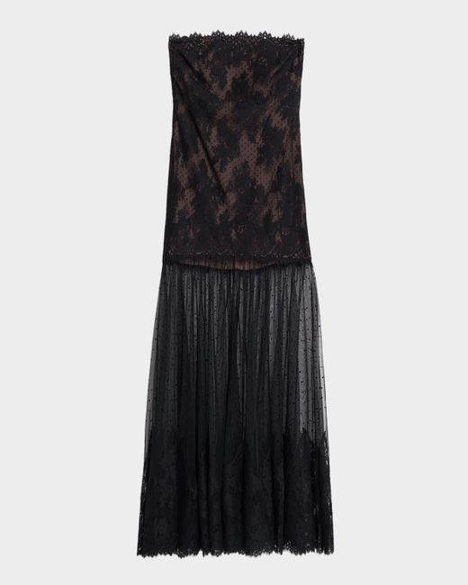 retroféte Women's Black Vespera Strapless Lace Dress