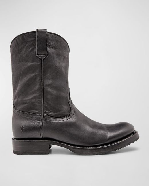 Frye Black Duke Leather Roper Boots for men