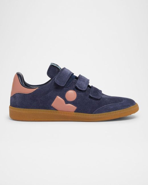 Isabel Marant Blue Beth Bicolor Mixed Leather Sneakers