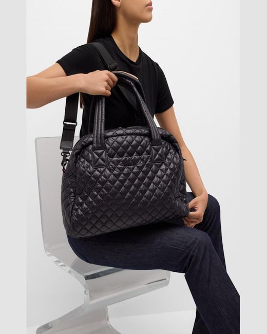 MZ Wallace Black Jimmy Travel Quilted Duffle Bag