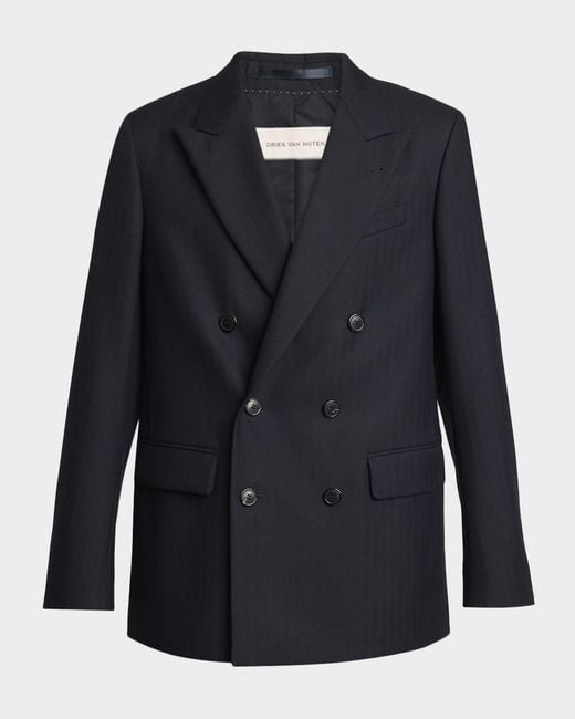 Dries Van Noten Blue Apos;S Buforden Double-Breasted Wool Jacket for men