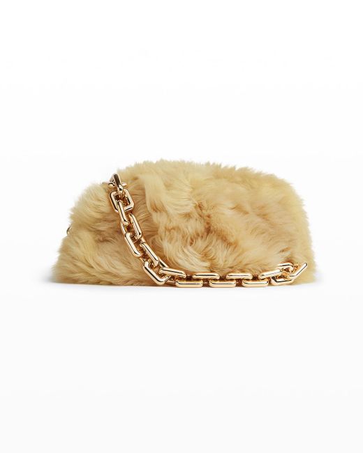 Bottega Veneta Natural Sheep Shearling Pouch Shoulder Bag With Chain