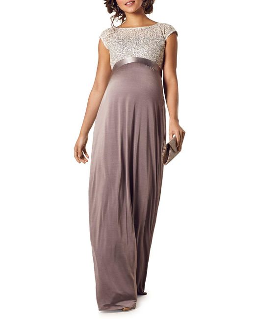 TIFFANY ROSE Purple Maternity Mia Cap-sleeve Gown With Sequin Bodice & Full-length Skirt