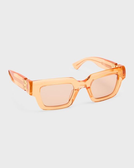 Bottega Veneta Pink Acetate Rectangle Sunglasses for men