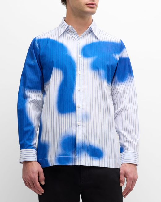 Kidsuper Blue Striped Blurry Face Sport Shirt for men
