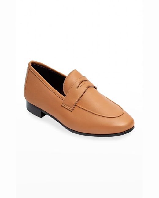 Bougeotte White Acajou Leather Penny Loafers