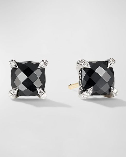 David Yurman Black Chatelaine Stud Earrings With Gemstsones And Diamonds