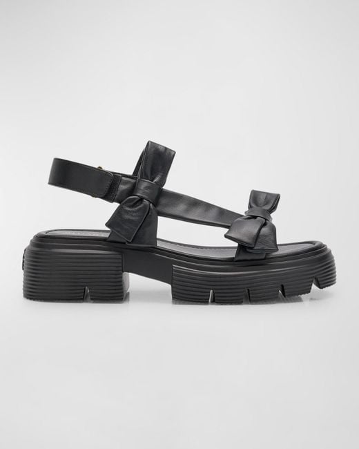 Stuart Weitzman Black Sofia Nolita Dual Bow Slingback Sandals