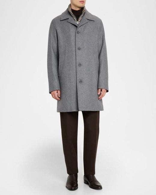 Herno Gray Apos;S Wool Car Coat With Bib for men