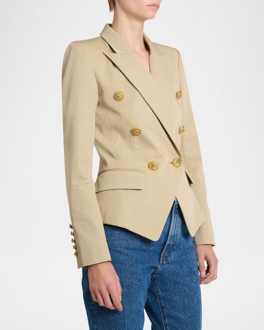 Balmain Natural 6-Button Double-Breasted Gabardine Jacket