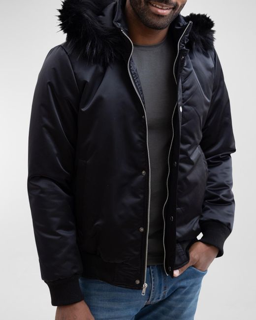 Fabulous Furs Black Courtside Bomber Jacket W/ Faux Fur for men
