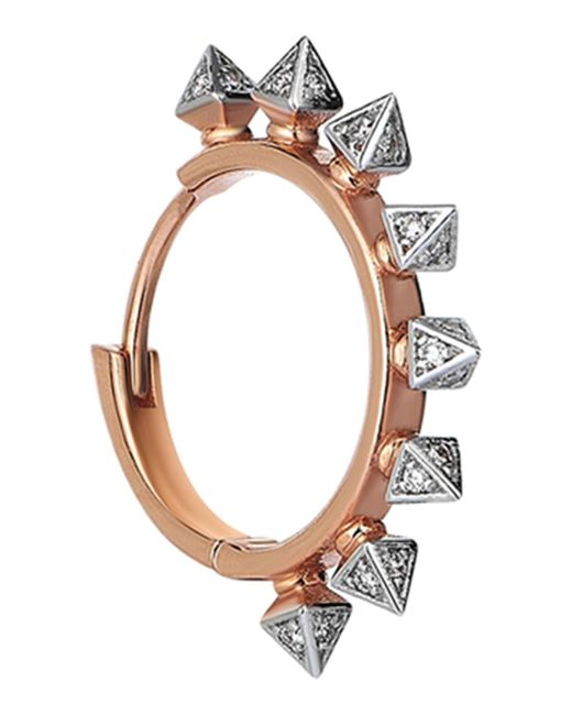 Kismet by Milka White 14k Rose Gold Diamond 8-triangle Prism Hoop Earring, Single