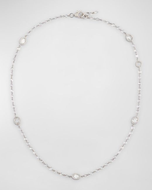64 Facets White 18K Rose-Cut Diamond Necklace, 17"L