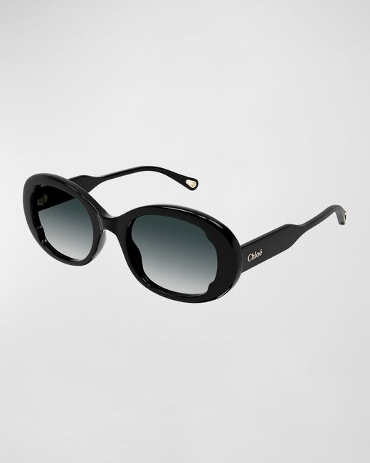 Chloé Black Acetate Round Sunglasses