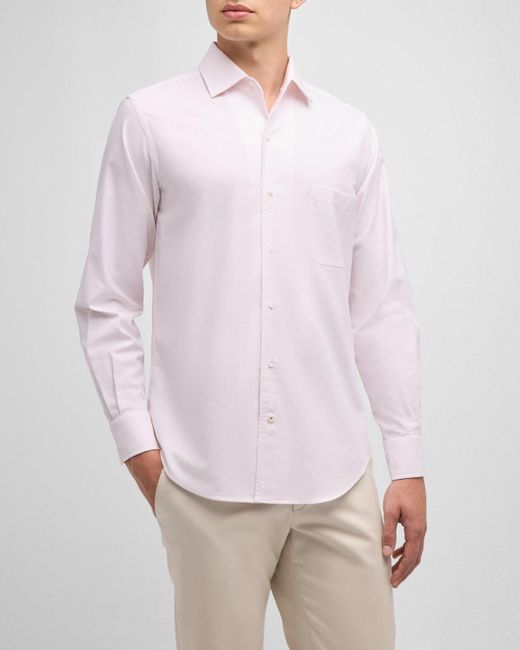 Loro Piana Purple Andre Oxford Cotton Stripe Sport Shirt for men